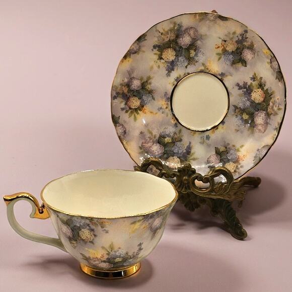 Vintage Bradford Editions Lena Liu "Treasured" Floral Teacup & Saucer Set - Picture 2 of 5